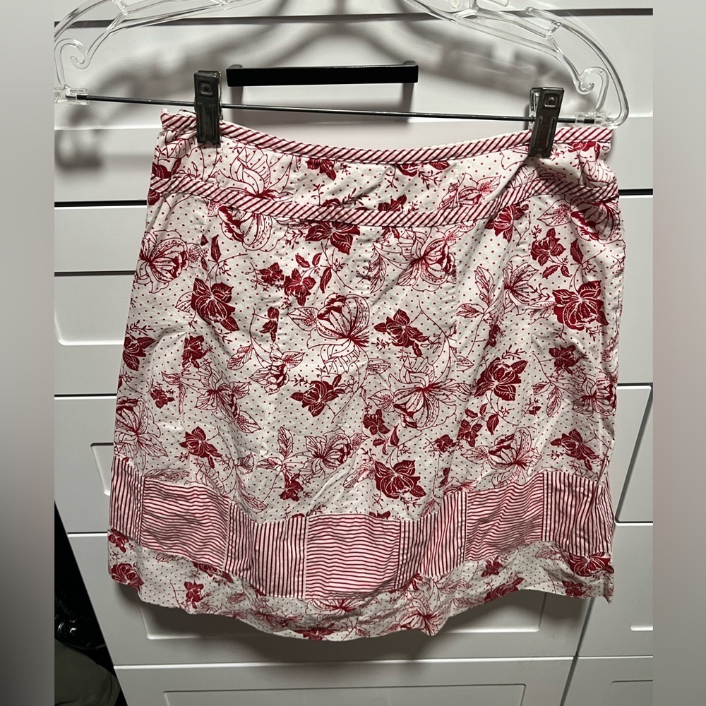 LOFT Pink and White Cotton Skirt